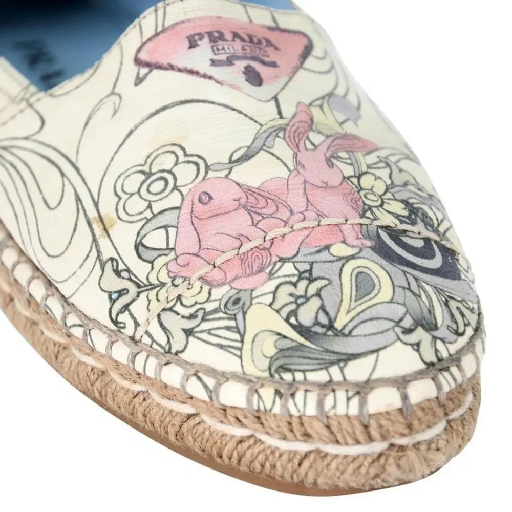 Prada Espadrille 36.5 Canvas All-over Print Flats PR-0502N-0149 - Picture 8 of 11